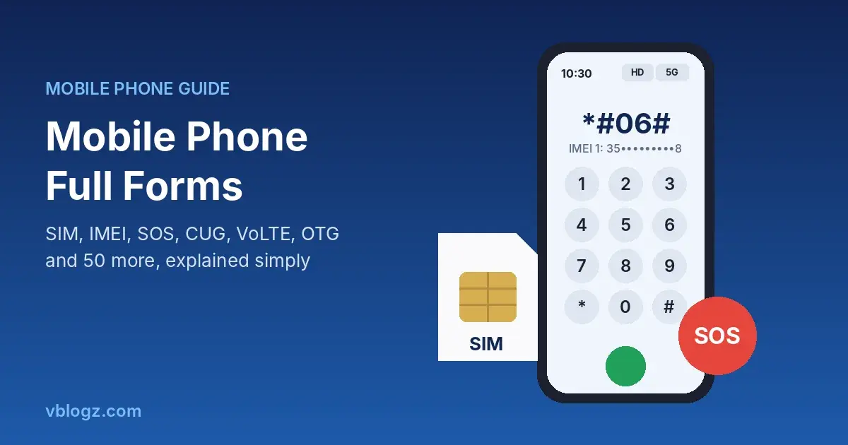 Mobile Phone Full Forms: SIM, IMEI, SOS, CUG and 50 More