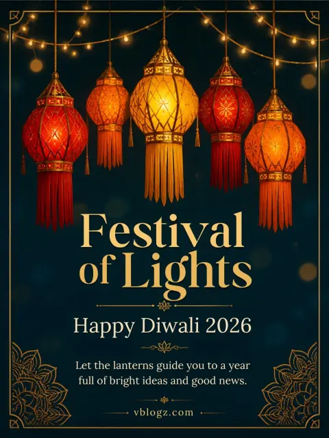 Festival of Lights Diwali greeting card with glowing diyas