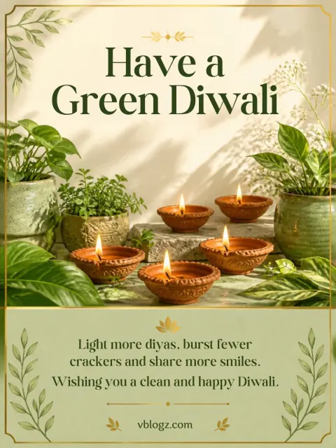 Green eco-friendly Happy Diwali wish card