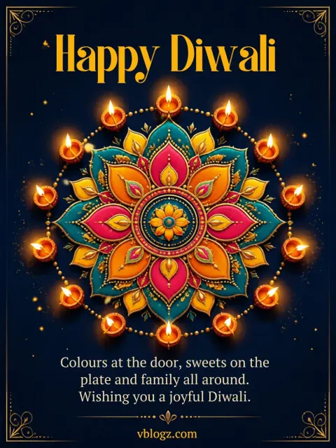 Happy Diwali 2026 greeting card with festive lights
