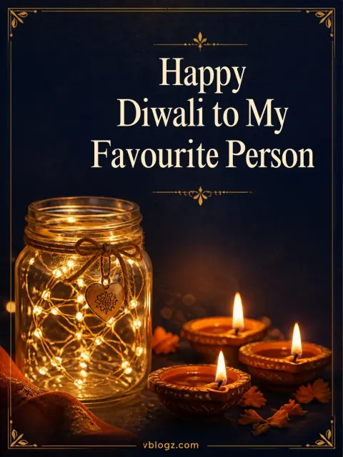 Happy Diwali to My Favourite Person card with a jar of fairy lights and three diyas