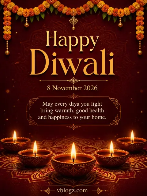 Premium gold-style Happy Diwali 2026 greeting card